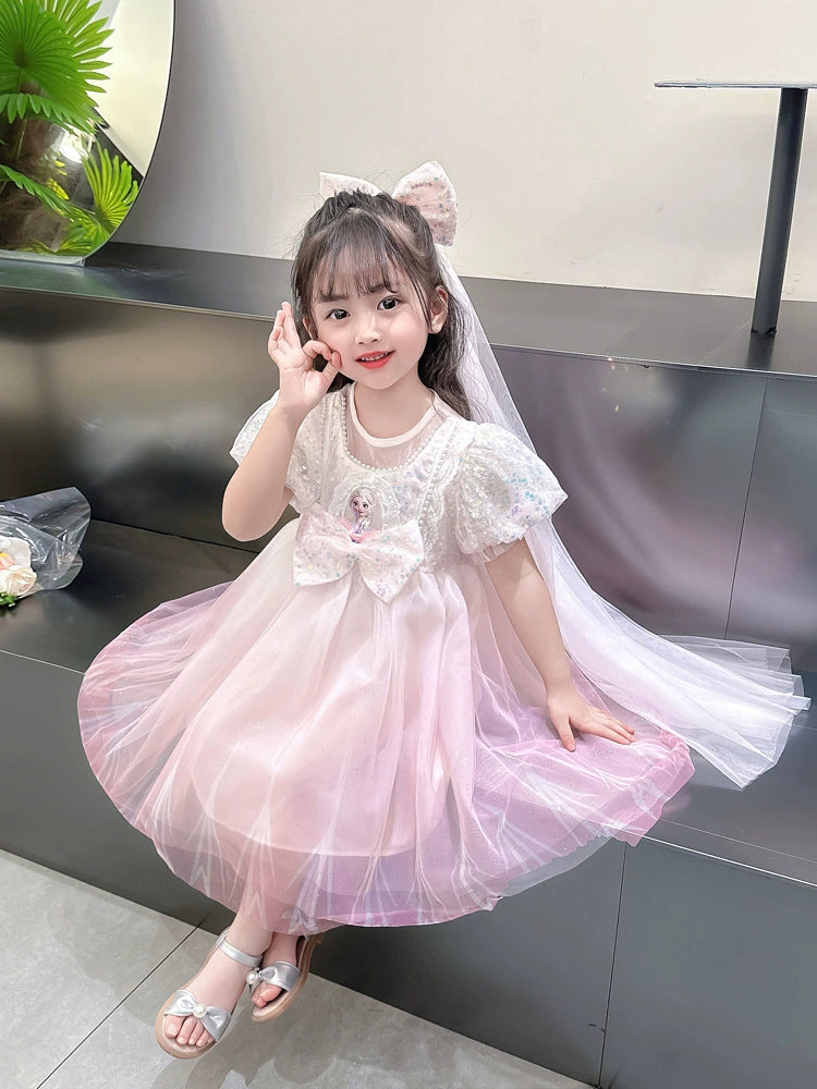 Princess Dress Summer Dress Western Style Kids Tulle Tutu Elsa